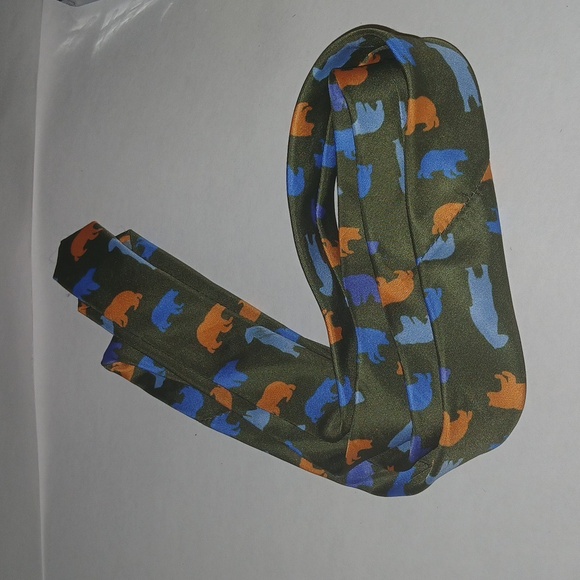 Animal forest boys tie with bear theme multi color  nwt - Picture 2 of 6